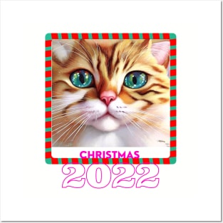 Christmas 2022 (orange kitty, glitter eyes) Posters and Art